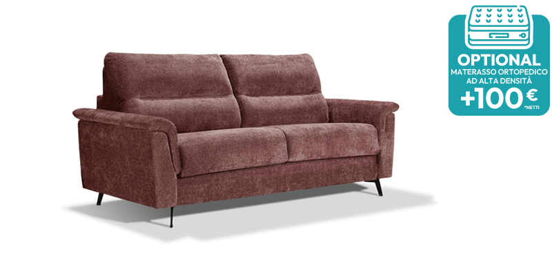 Divano 3 posti con letto (materasso con aloe 140x190x16 cm), in tessuto antimacchia.