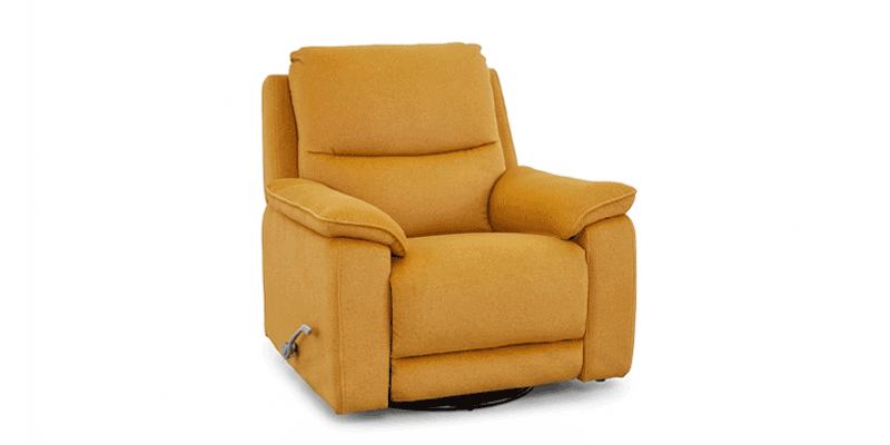 Poltrona con seduta relax a meccanismo manuale con base girevole "rocking/swinging", in tessuto antimacchia.