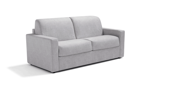 Divano 3 posti con letto a ribalta (materasso H.16 cm), senza contenitore dei guanciali, in microfibra antimacchia.